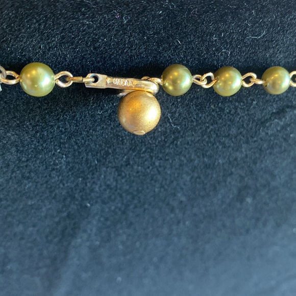 Vintage Beaded Fringe Statement Necklace Green Silver - Picture 5 of 5